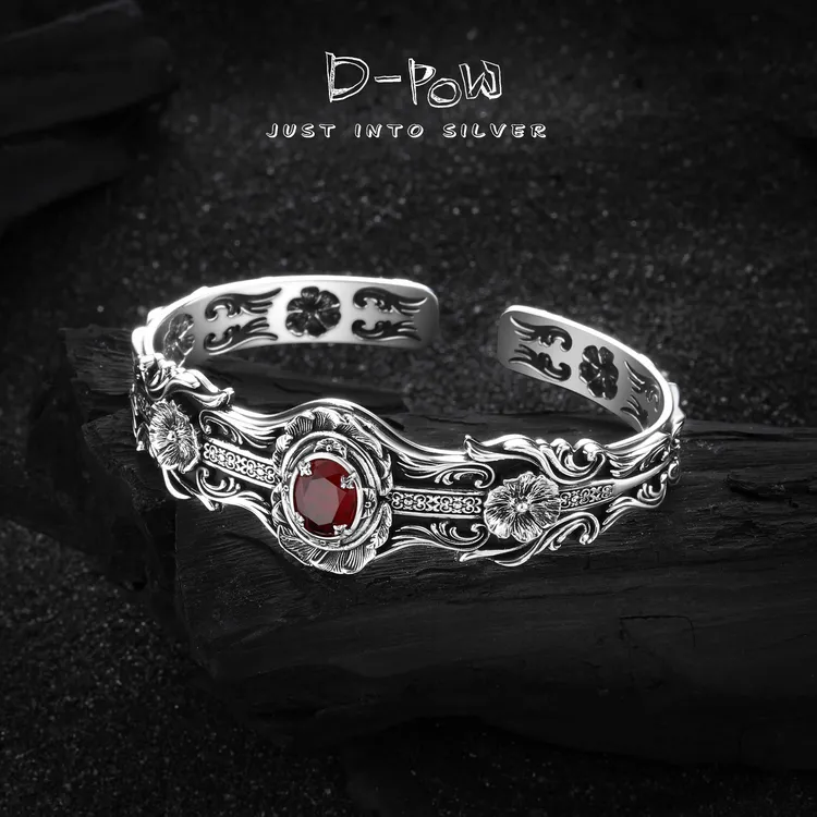 灯小炮 925银手镯 拜占庭鹰花手工浮雕高定手镯（7925）手工