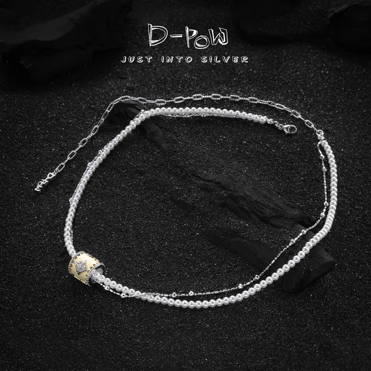 灯小炮 坠链均925银仿珍珠 【布契风】伊妮弗朗菱朵双层项链（7663）