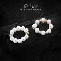 灯小炮 925银仿珍珠戒指 珍珠蕾丝戒指（8007）气质轻奢百搭时尚