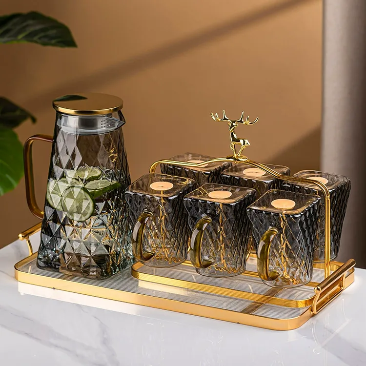 水具套装家用客厅茶几耐高温玻璃水杯冷水壶泡茶杯待客水杯凉水壶