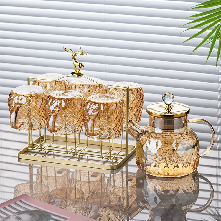 轻奢茶杯家用冷水壶水具茶具玻璃杯茶壶装水创意简约大容量欧式