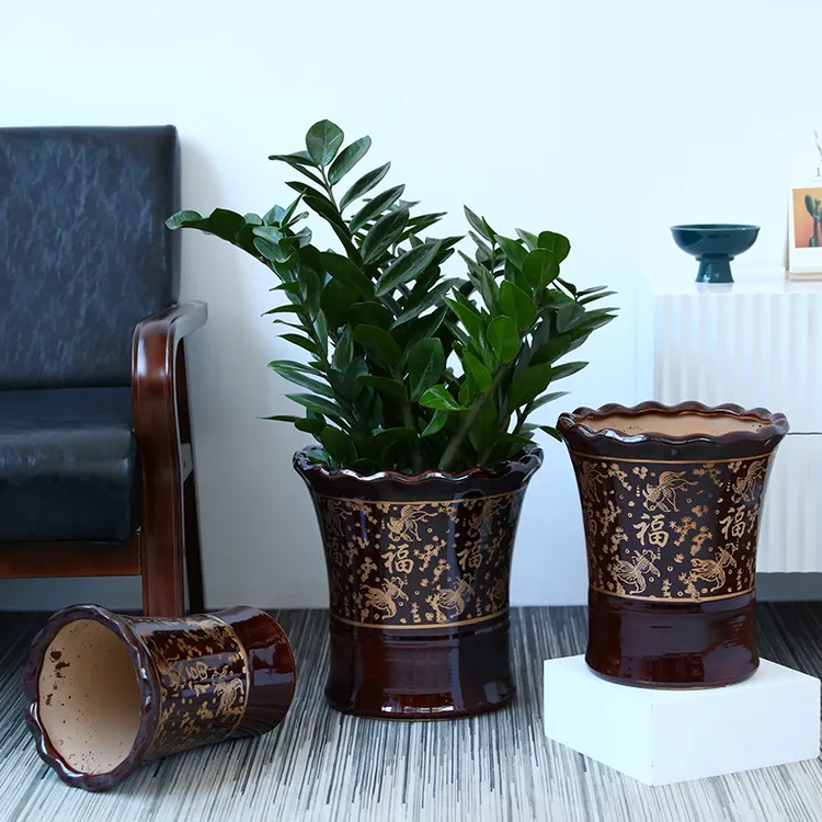 花盆陶瓷家用新中式落地款室内花盆金钱树发财树专用盆栽金桔易搭