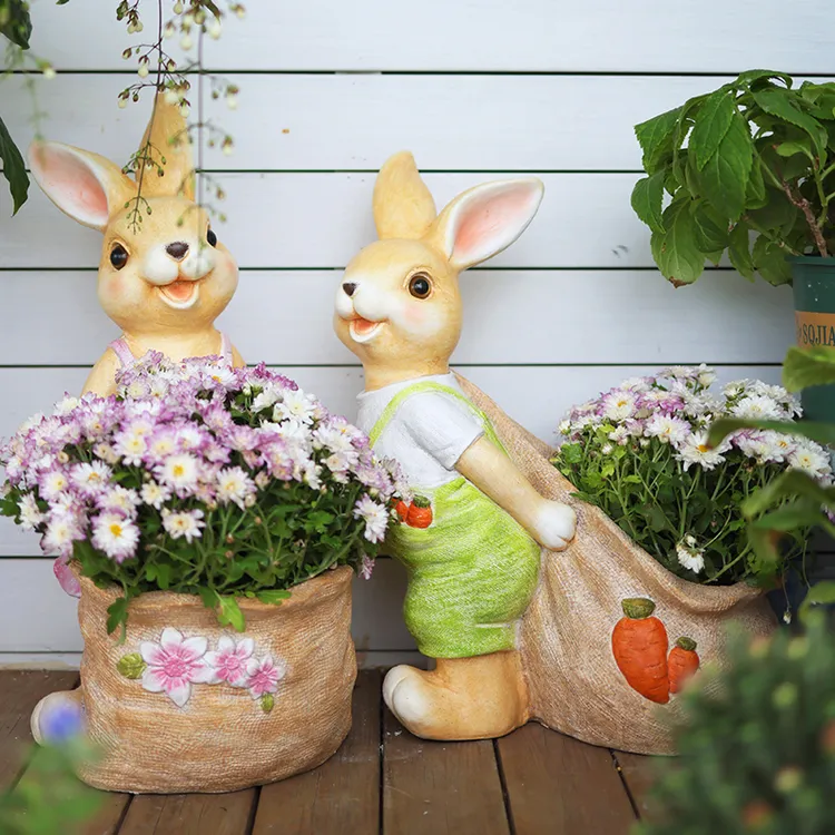 庭院兔子装饰户外摆件花园露台草坪小阳台造景布置别墅露台花盆