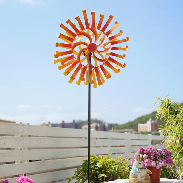 美式铁艺风车户外花园装饰摆件别墅阳台幼儿园创意庭院造景布置