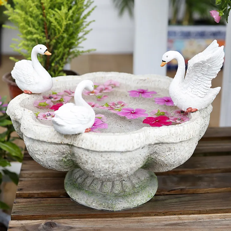 创意水培花盆个性铜钱草水养盆可爱树脂天鹅阳台装饰布置庭院花园