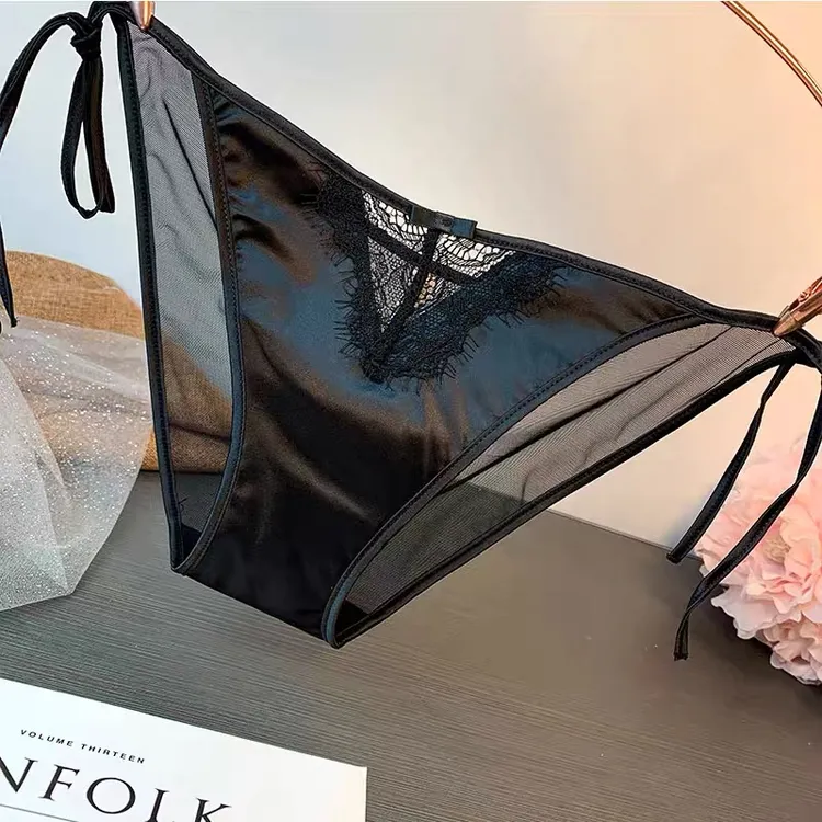 【GS】法式系带性感内裤蕾丝光泽柔软亲肤棉裆低腰三角裤女士