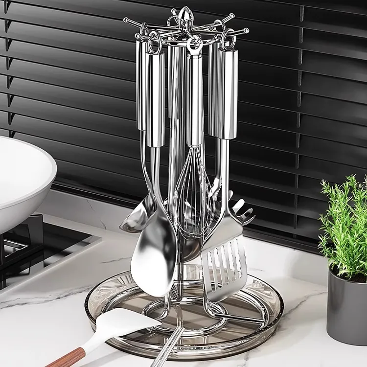 优勤旋转锅铲置物架厨房台面挂勺子铲子的架子挂钩托汤勺收纳挂架