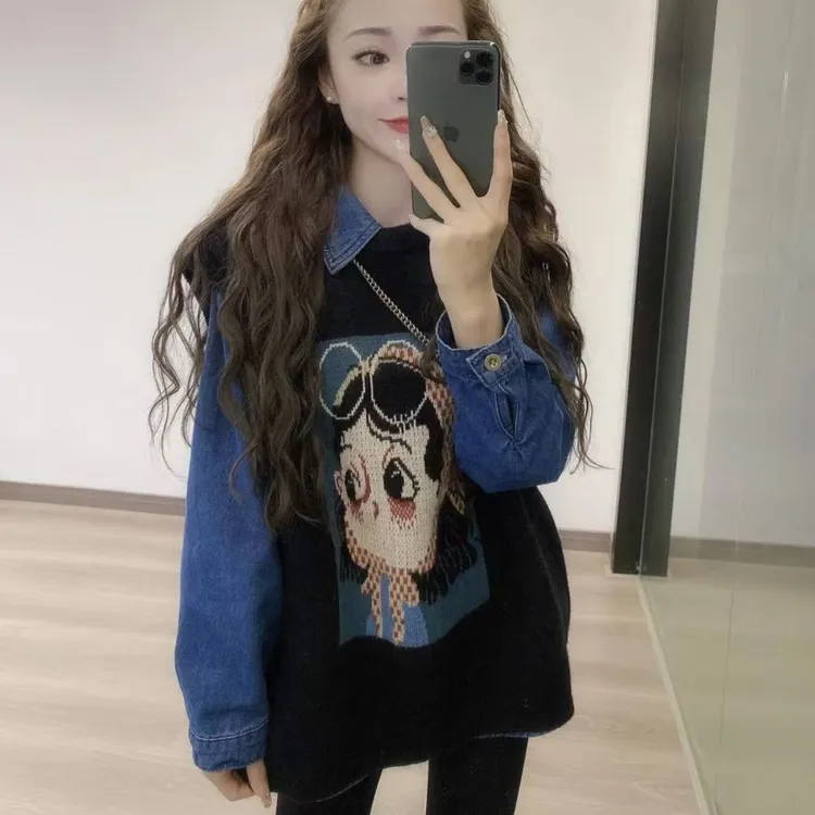 提花女孩针织韩版时尚马甲秋冬新款宽松百搭软糯叠穿毛衣背心