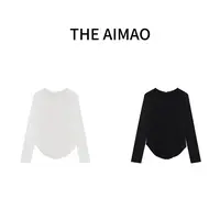 【THEAIMAO】“基础百搭”100%棉质下摆弧形圆领打底衫XYX81245 