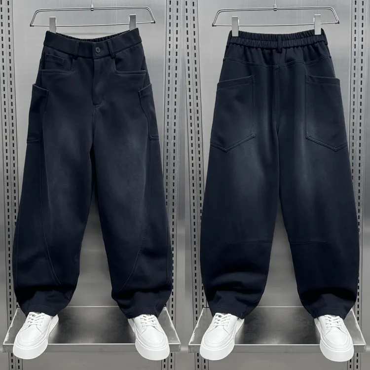 休闲裤男士2024秋季新款宽松休闲卫裤潮牌青年百搭帅气直脚弯刀裤