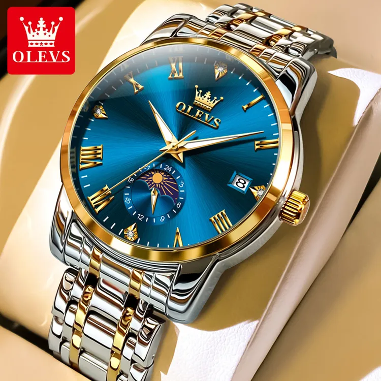 瑞士认证欧利时高档男士手表时尚夜光防水镶钻休闲腕表潮流帅气