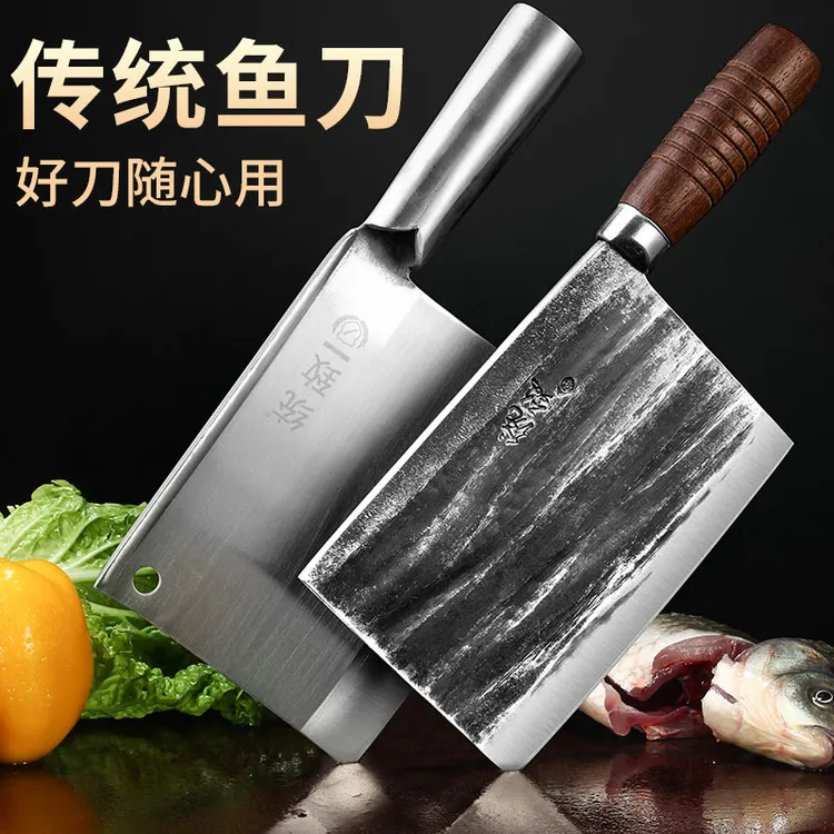 统致杀鱼刀专用刀卖鱼专业菜刀厨房锻打斩鸡鸭砍骨刀斩切刀宰鱼刀