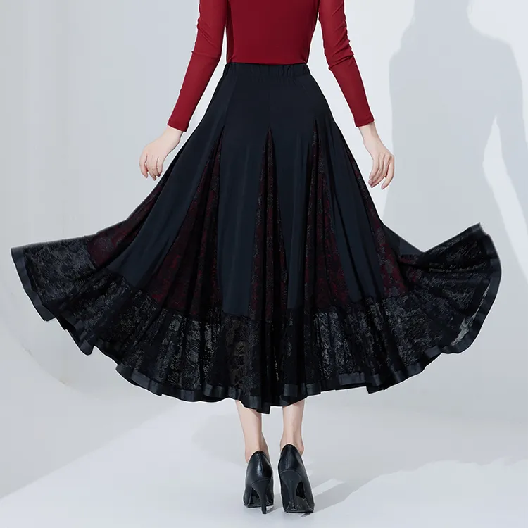新款华尔兹舞裙摩登舞大摆裙高腰半身裙成人女交谊舞裙2025时尚