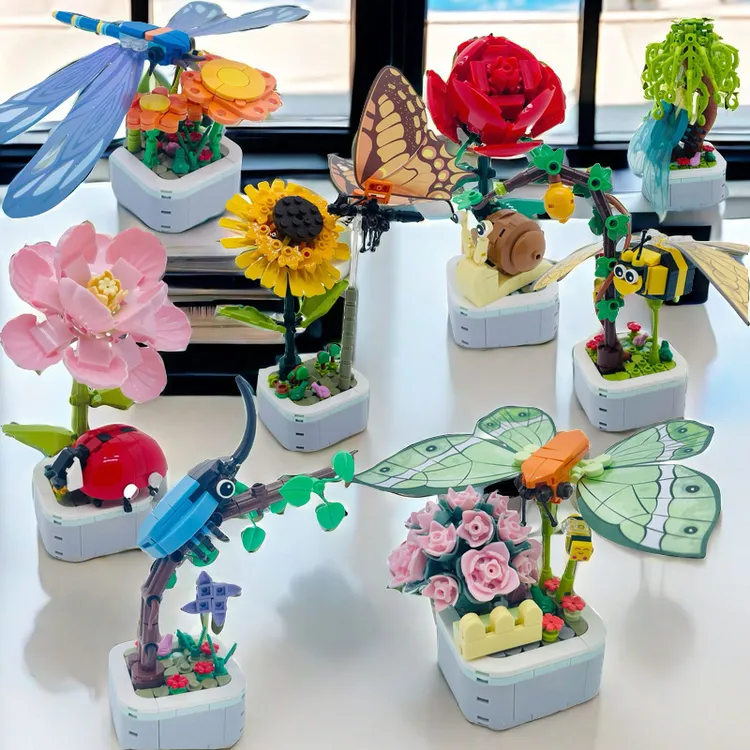 兼容积木多肉花束拼装积木花朵女孩玩具diy小礼物