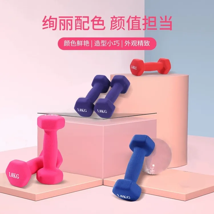 【粒粒专属】哑铃女士健身家用一对儿童通用浸塑铸铁臂器材瑜伽哑铃