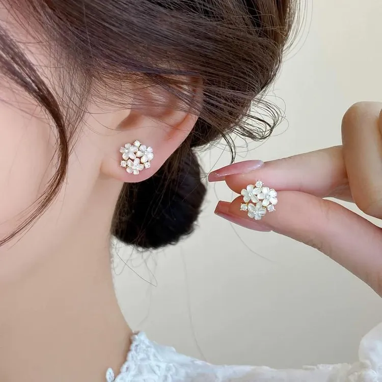 925银耳饰 S925纯银花朵耳钉轻奢小众高级感小清新耳环百搭简约女