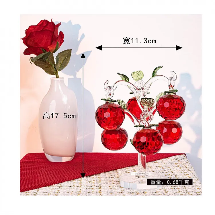 6挂水晶红苹果家居装饰创意摆件
