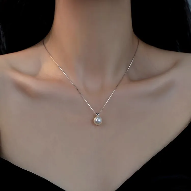 CAIEM KAIET 链子足银 正圆施家珍珠纯银项链女轻奢高级感锁骨链