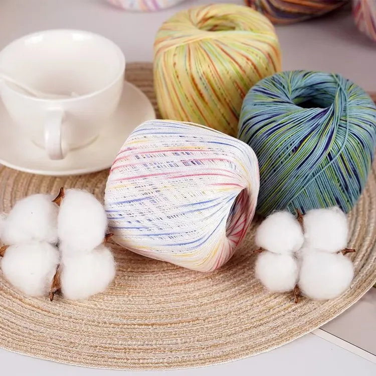 新款6号段染蕾丝线手工线材彩色蕾丝手工编织棉线电脑印花蕾丝线