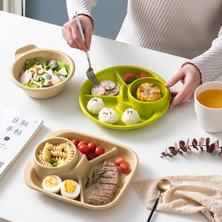 日本进口分格餐盘定量一人食减脂菜盘减肥餐家用儿童创意早餐盘子
