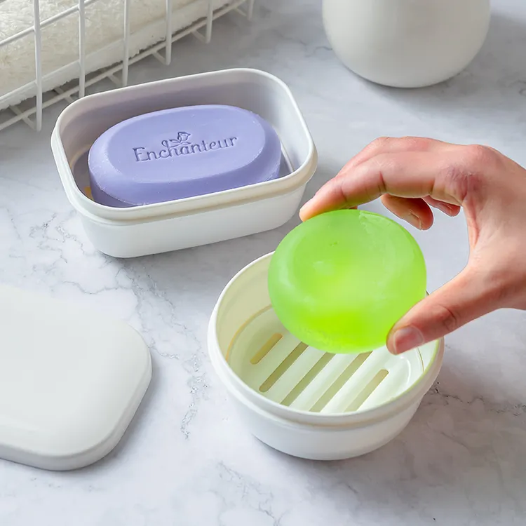 日本进口肥皂盒沥水带盖香皂盒子旅行便携家用洗脸洗衣皂密封防水