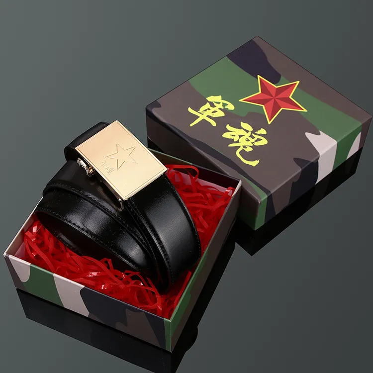 军魂男士自动扣扳扣百搭真皮牛皮实用送礼物时尚经典纪念皮带