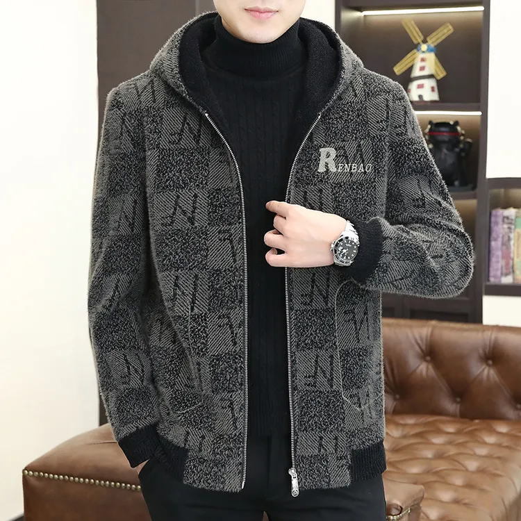 男士外套秋冬季韩版潮流休闲毛呢夹克男帅气短款连帽加厚呢子大衣
