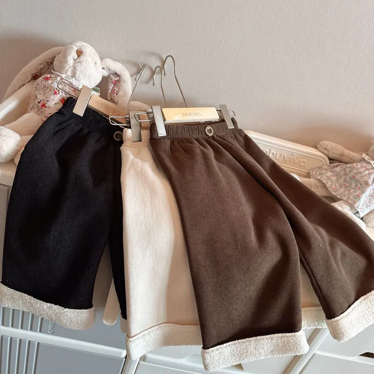 2025秋冬时髦百搭新款宝宝中大童裤子女童灯芯绒加厚保暖休闲裤