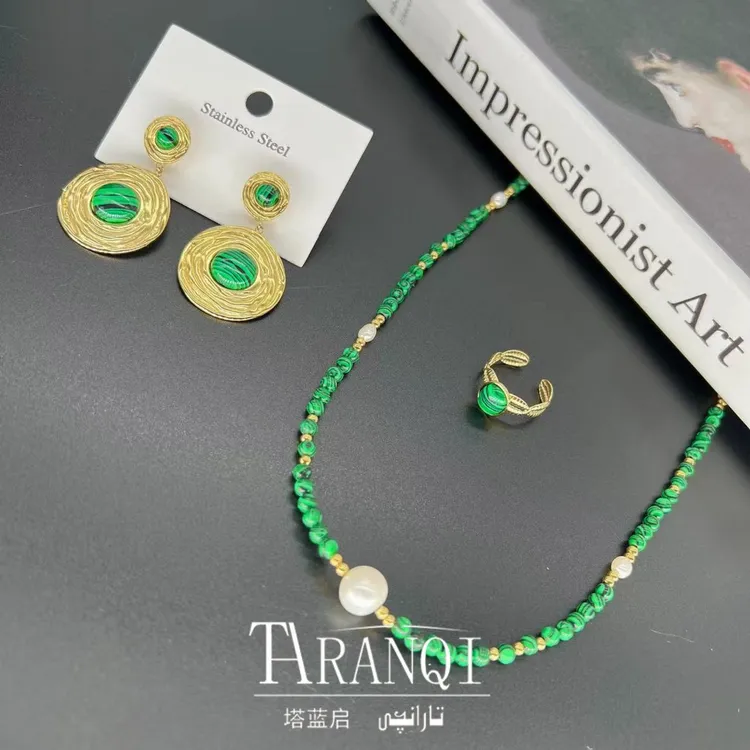 钛钢项链 Taranqi女士项链戒指耳钉手工时尚复古法式彩色素款0575