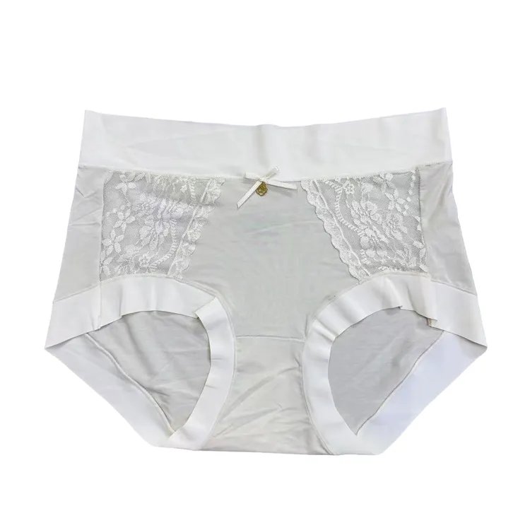 女士（3条装）中高腰莫代尔蕾丝内裤透气柔软丝滑时尚女内裤