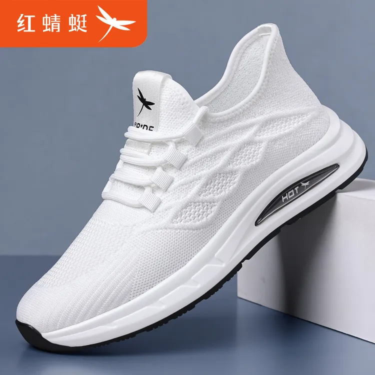 红蜻蜓男鞋2025新款飞织网面鞋耐磨防滑透气舒适正版跑步休闲鞋男