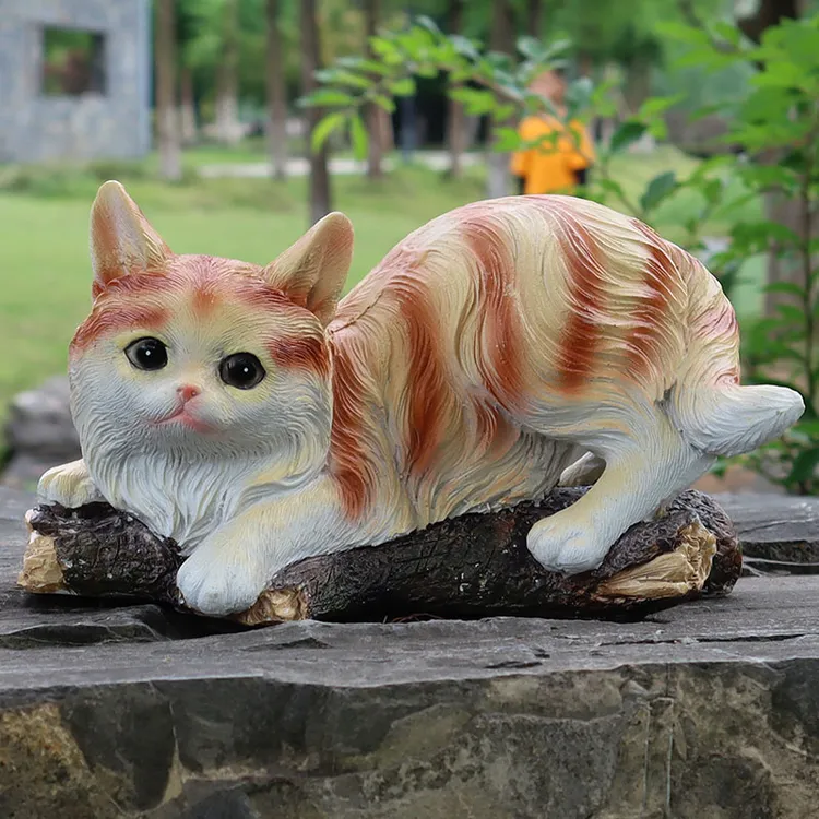 橘猫狸花猫摆件可爱仿真田园小猫咪动物手工艺品雕塑家居花园装饰