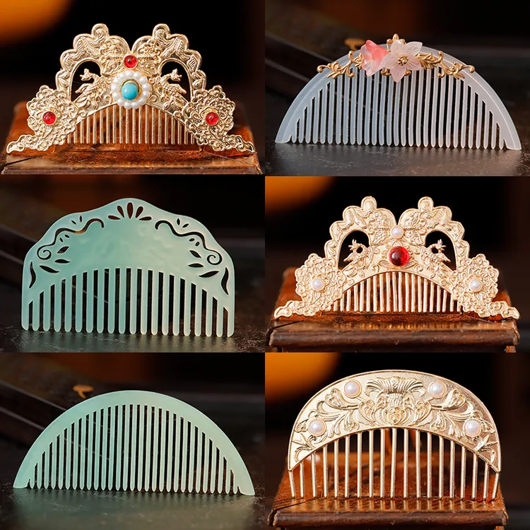 汉服宫廷后压古风复原明制头饰宝石富贵醋酸插梳子多款发梳发饰