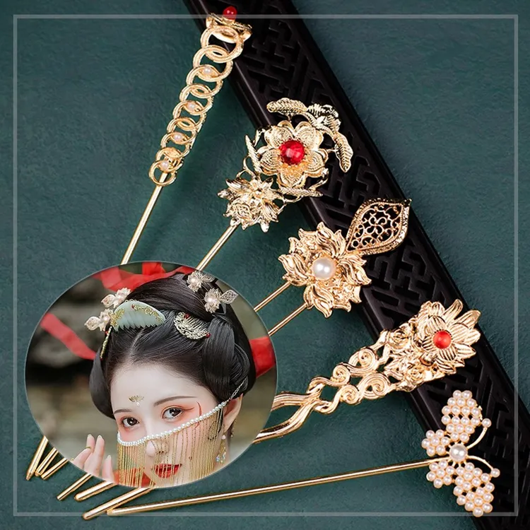 特价 古风合金发簪汉服百搭簪子古代步摇美组合发女头饰