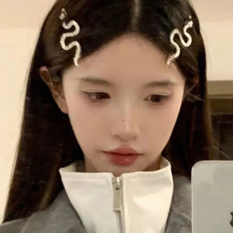 暗黑风酷辣少女发饰银色蛇形发夹一字夹欧美气质刘海夹潮