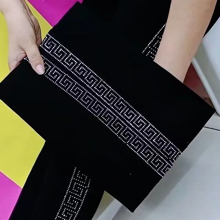 莫代尔秋冬女胖mm外穿高腰不掉档加绒超弹力显瘦加大码烫钻打底裤