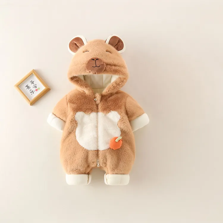 婴儿衣服外套冬装哈衣加绒夹棉保暖宝宝外出连体衣婴儿衣服秋冬款