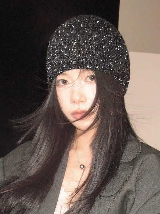 亮片针织帽女23a秋冬海盗帽ins博主潮流网红冷帽
