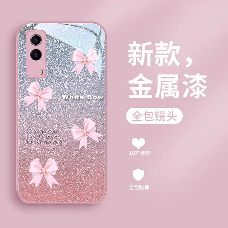 粉蝴蝶结适用vivoiqooz5x手机壳iqooz3玻璃iqooU5散热iqoou1女款v