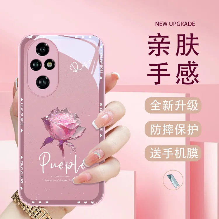 华丽玫瑰适用华为荣耀200手机壳荣耀200pro个性女款网红玻璃壳金