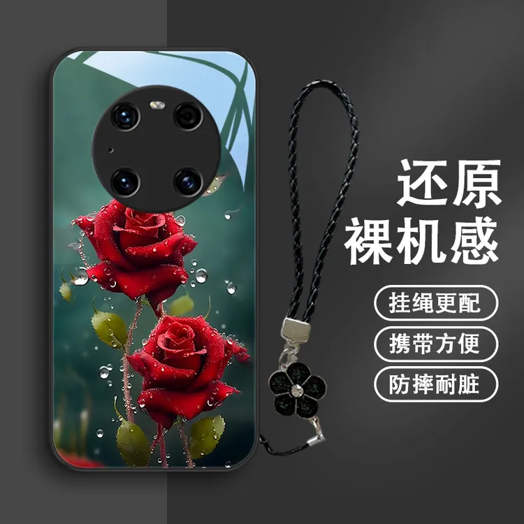 水晶玫瑰适用华为mate40pro手机壳Mate40可爱40e个性女款高级挂绳