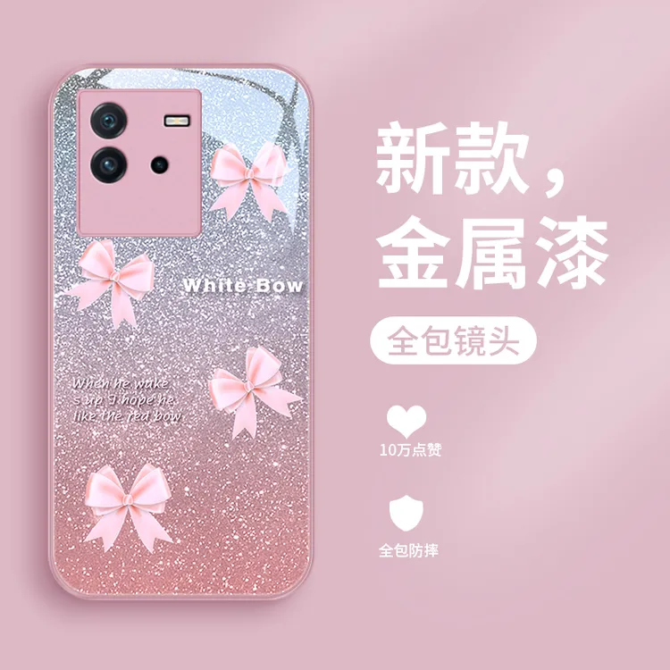 粉蝴蝶结适用iqooneo6手机壳neo3玻璃壳neo5活力版散热iqooneo5s