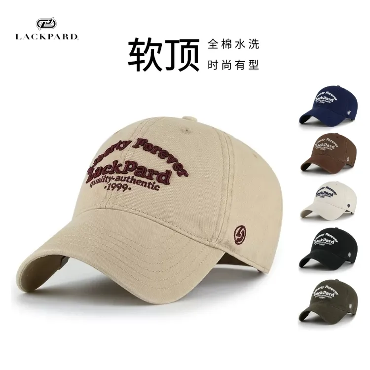 LACKPARD鸭舌帽女春夏全棉软顶大帽檐显脸小棒球帽男户外百搭帽子