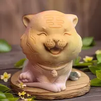 爆款坏心情急救虎 黄杨木雕刻国潮伴手礼  十二生肖手工把件瑞兽