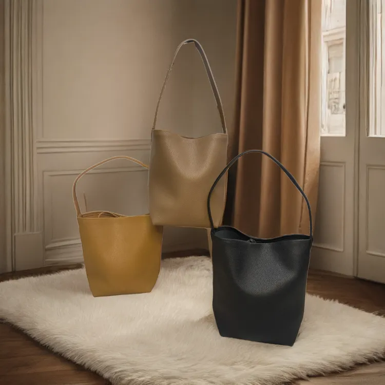 简约休闲单肩包腋下包定制慵懒洋气百搭氺桶包小号牛皮托特包女士