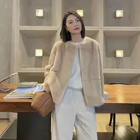 MSBEAST苏黎世记忆 进口紫标级貂皮大衣整貂圆领水貂皮草外套女短