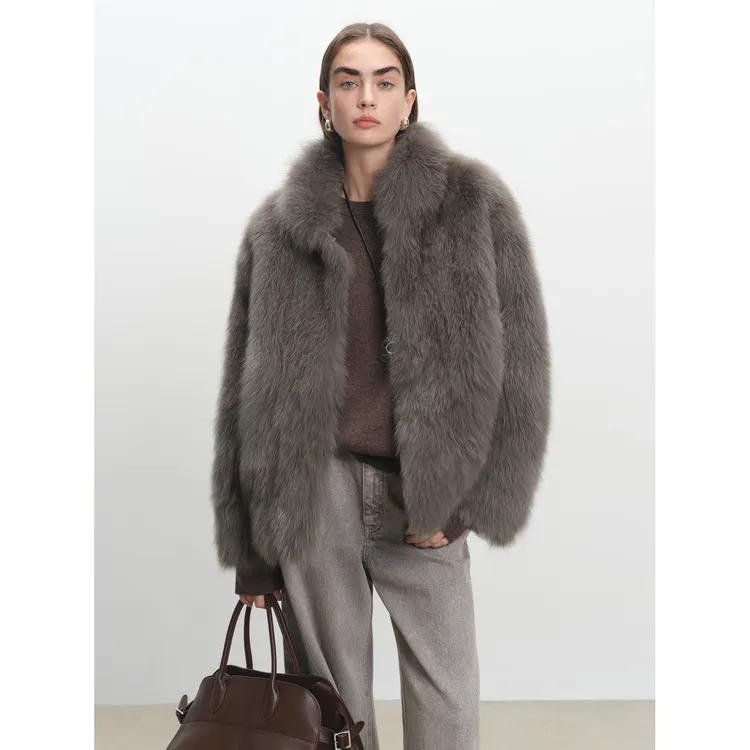 MSBEAST/野兽小姐芬兰进口狐狸毛外套女整皮腹毛小立领丨万有引力