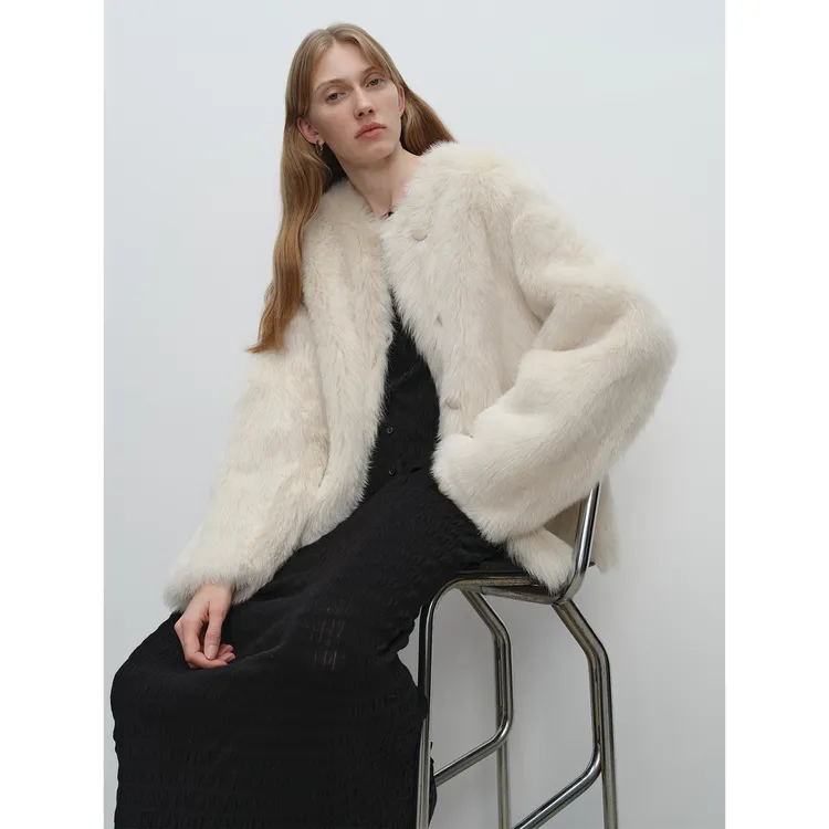 MSBEAST进口托斯卡纳皮毛一体 静奢风圆领短款皮草外套丨白露之寂