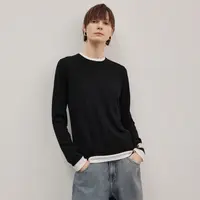 MSBEAST  苾眼入系列！德国Biella120S羊毛圆领假两件长袖针织衫女