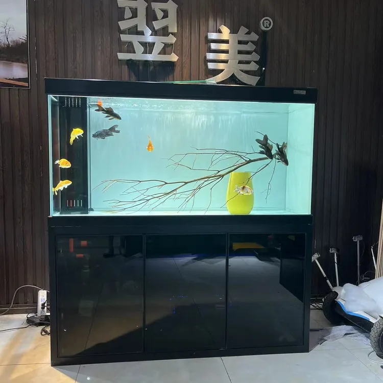 铝合金四面超白中大型底滤落地式屏风隔断靠墙水族箱家用龙鱼缸80